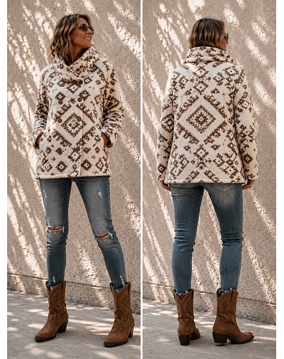 CHAQUETA BOUCLE ETNICA CAFE