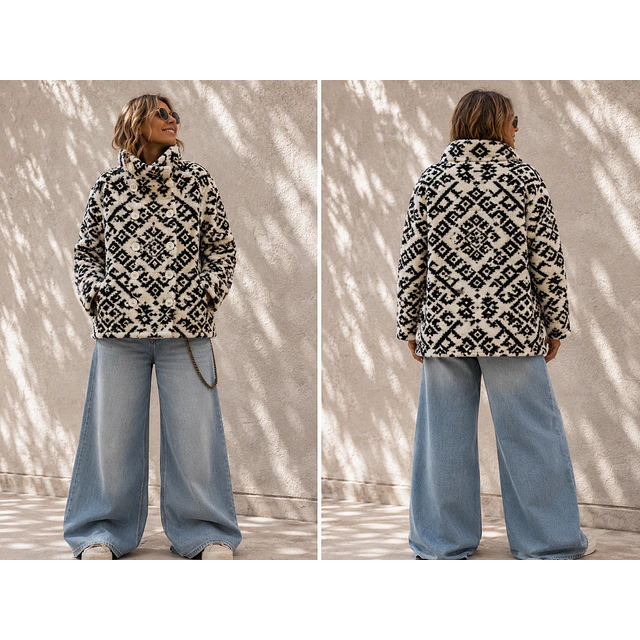 CHAQUETA BOUCLE ETNICA NEGRA