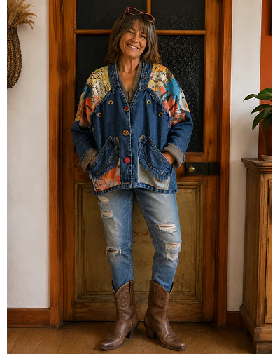 CHAQUETA PATCHWORK, FORRADA EN CHIPORRO