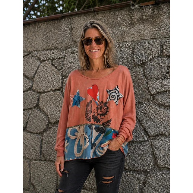 POLERA CORAZON Y ESTRELLAS