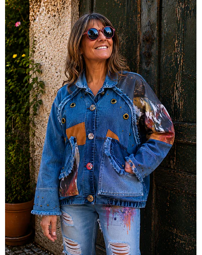 CHAQUETA PATCHWORK, FORRADA EN POLAR