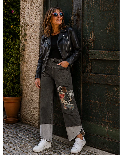 PANTALON TOTI NEGRO PATCHWORK L