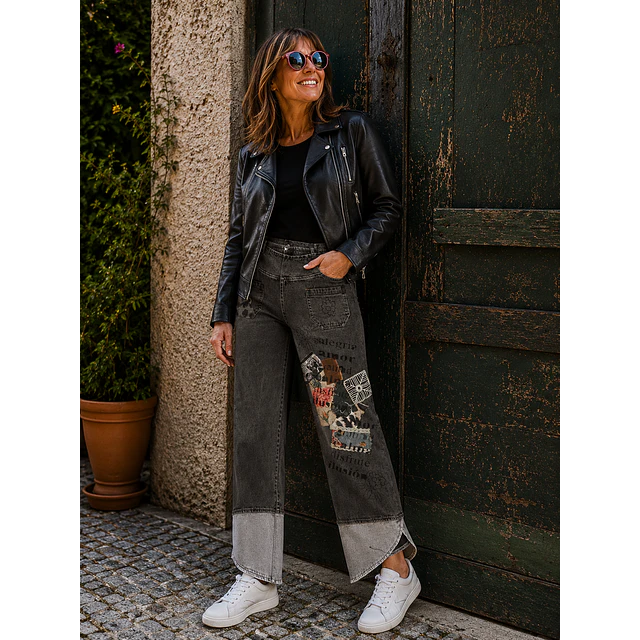 PANTALON TOTI NEGRO PATCHWORK L 1