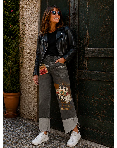 PANTALON TOTI NEGRO PATCHWORK S