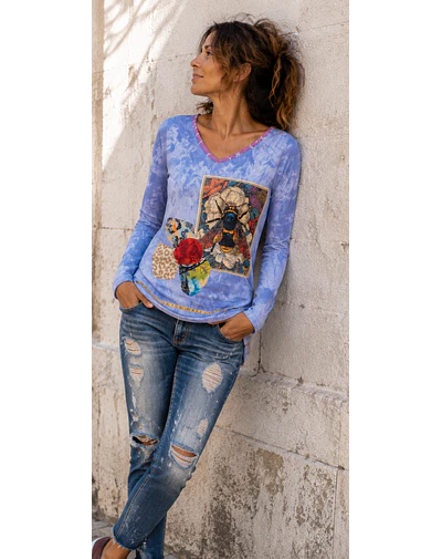 POLERA NACHA ABEJA CELESTE