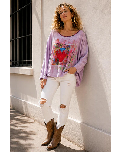 POLERA AURELIA CORAZÓN LILA