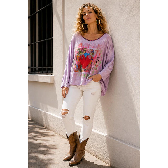 POLERA AURELIA CORAZÓN LILA