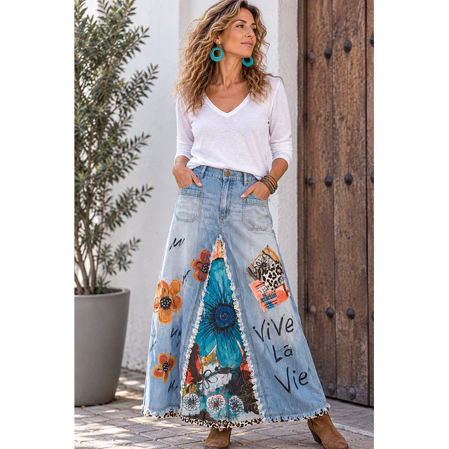 FALDA FLORENCIA AZUL FLORES