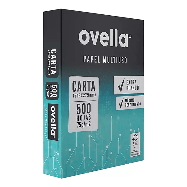 RESMA PAPEL FOTOCOPIA CARTA OVELLA 75 g/m2 500 HOJAS