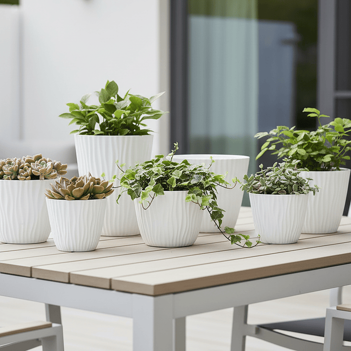 🤍 Maceta Texturizada Blanca - Diseño Escandinavo 3
