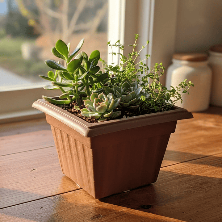 🤎 Maceta Cuadrada Efecto Madera - Elegancia Natural 2