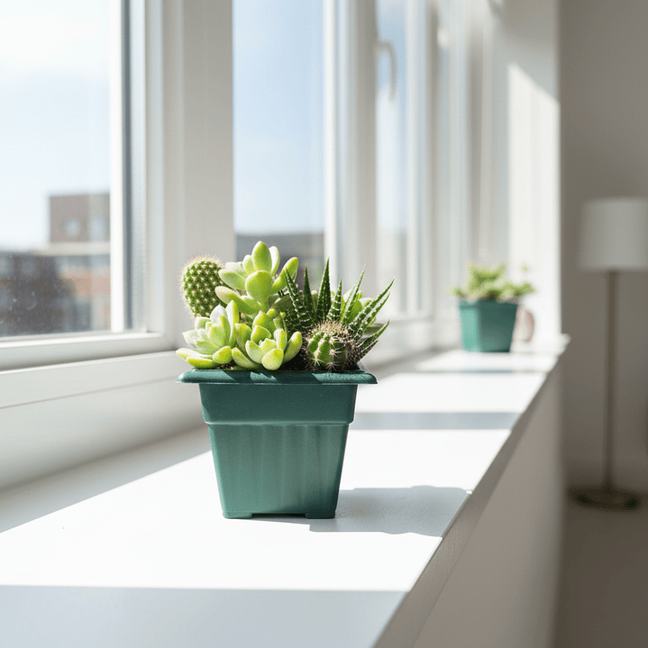 💚 Maceta Cuadrada Verde Mini - Perfecta para Pequeños Espacios 2