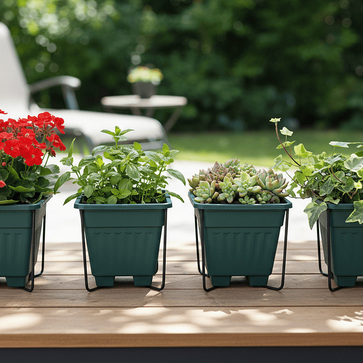 🌿 Maceta Cuadrada Verde con Patas - Estilo y Funcionalidad 3