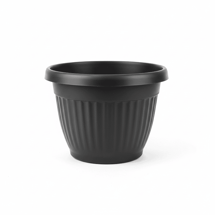 ⚫ Maceta Negra Acanalada Premium - Elegancia Moderna 1