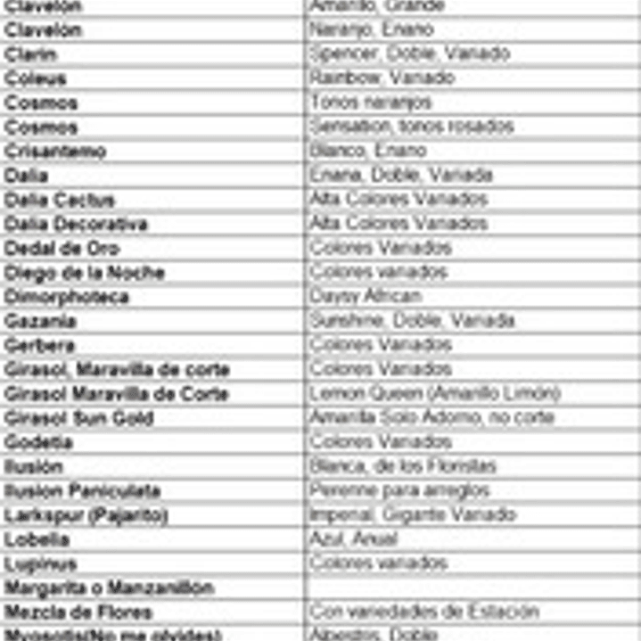 Sobre Semillas Flor Variedades 2