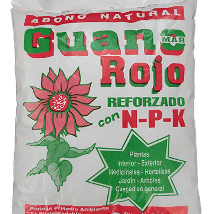 Bolsa 1kg De Guano Rojo Con Npk Abono Suelo 1