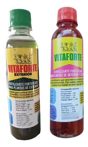 Pack Fertilizantes Vitaforte Rojo Y Verde 500ml, Buffer 250m 1