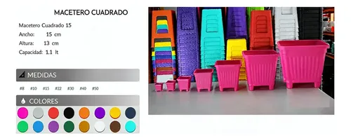 Macetero Plástico Cuadrado 15 Cms 1,1l 2
