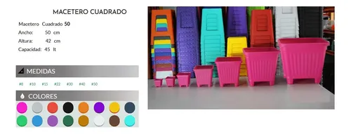 Macetero Plástico Cuadrado 40 Cms 24l 2