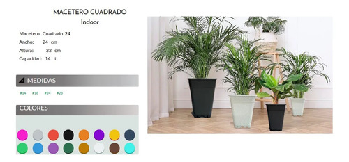 Macetero Plástico Rectangular 24 Cms 14l 2