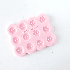 Molde Botón redondo y flor 10
