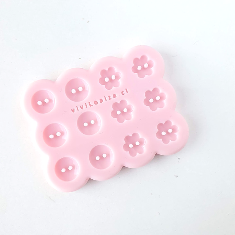 Molde Botón redondo y flor 10 1
