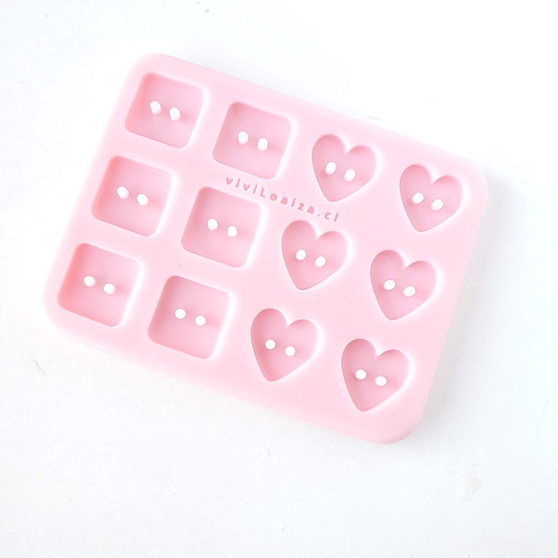 Molde Botones Cuadrados y Corazón 13 1