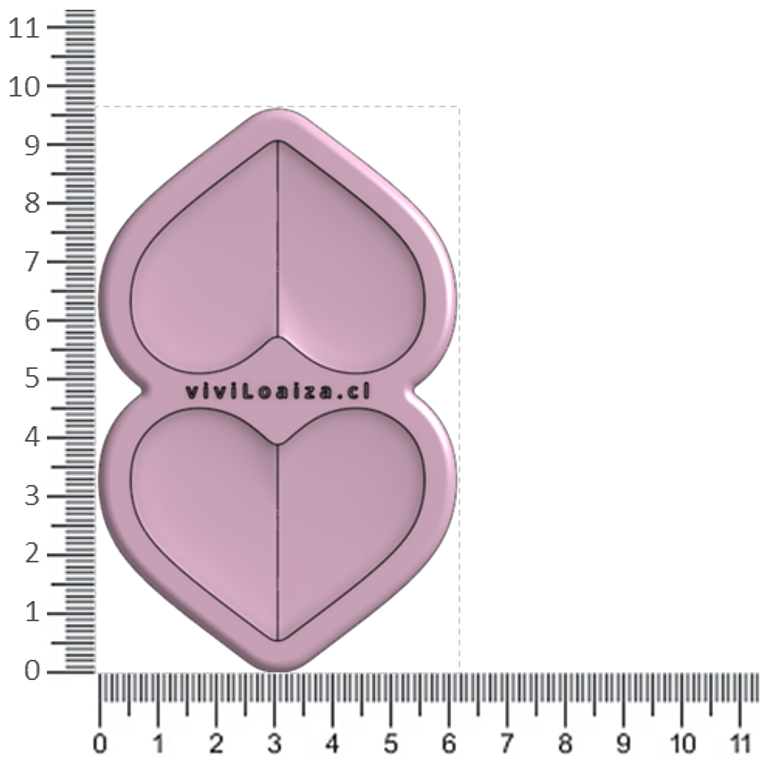 Molde Corazones Grandes 2