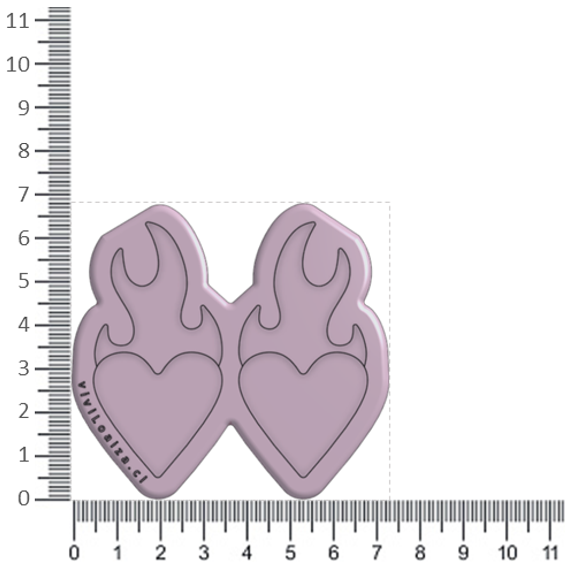 Molde Corazón en llamas G 3