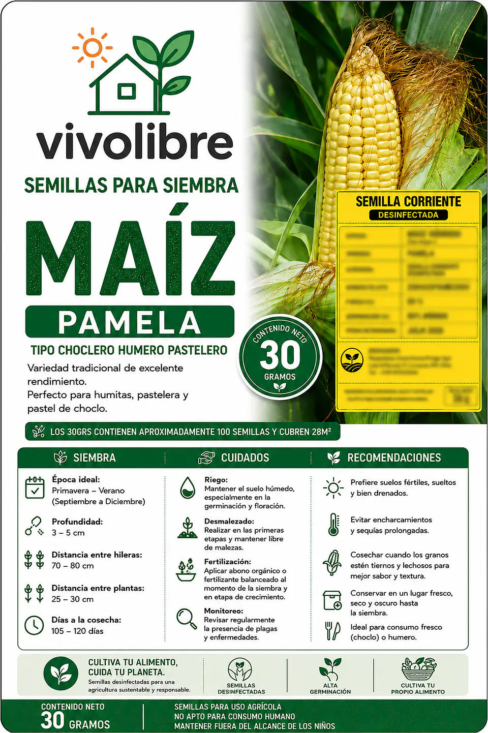 Semillas De Maíz Choclero Choclo 30grs Humero Pastelera 4