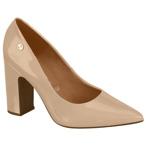 Zapato Taco Cuadrado Vizzano Efecto Charol Beige 1285-400-13488-29452