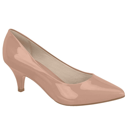 Zapato Taco Aguja Stiletto Beira Rio Efecto Charol Nude