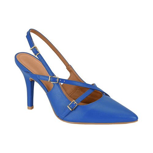 Stiletto Taco Aguja Eco Cuero Azul 1184-1193-7286-98759