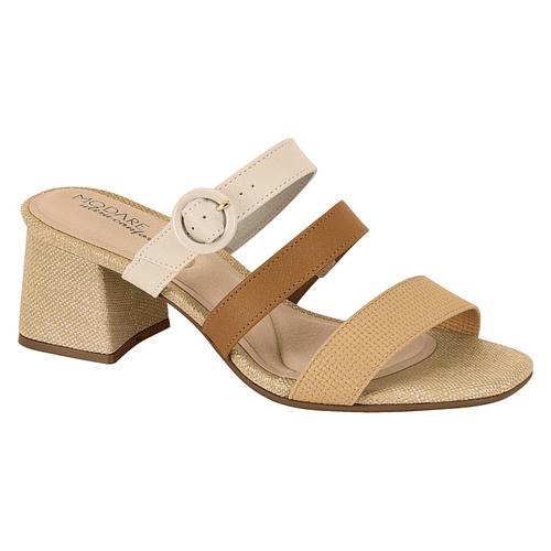 Sandalia Taco Cuadrado Eco Cuero Negro 7172-118-28613 - Beige