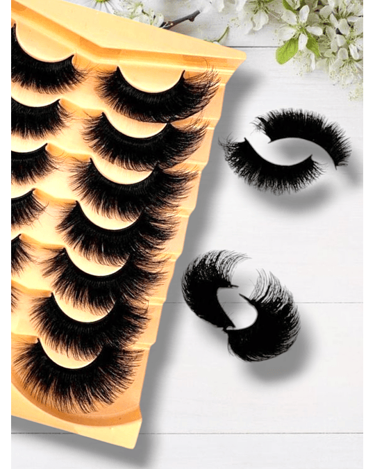 Natural 8D Faux Mink Eyelashes – soft, fluffy, thick, and gorgeous, with long-lasting wear 7pairs /Pack 