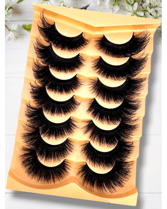 Natural 8D Faux Mink Eyelashes – soft, fluffy, thick, and gorgeous, with long-lasting wear 7pairs /Pack 