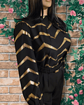 Elegant Black Chevron Top