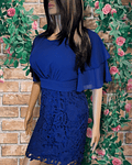 Elegant Navy Tiered Flounce Sleeve Dress