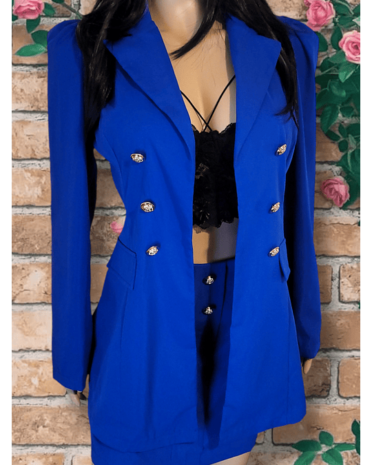 Modern 2 Piece Royal Blue Jacket and Skirt Set