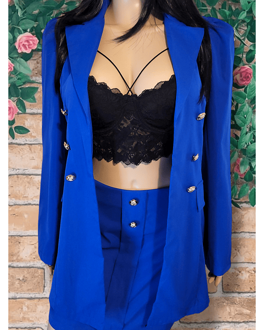 Modern 2 Piece Royal Blue Jacket and Skirt Set