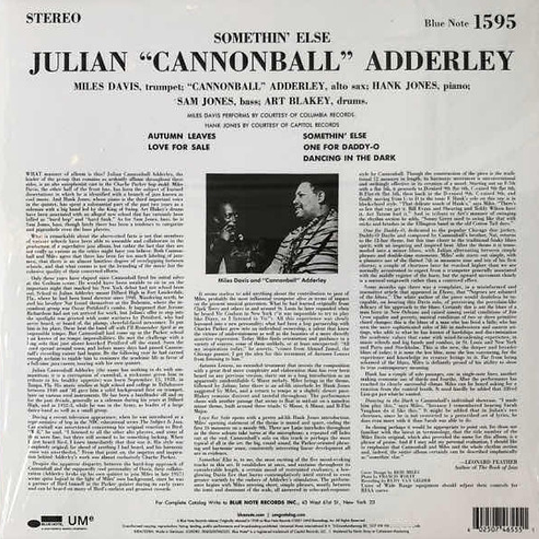 Vinilo Jazz Somethin Else Cannonball Adderley Edición Limitada Blue Note 2