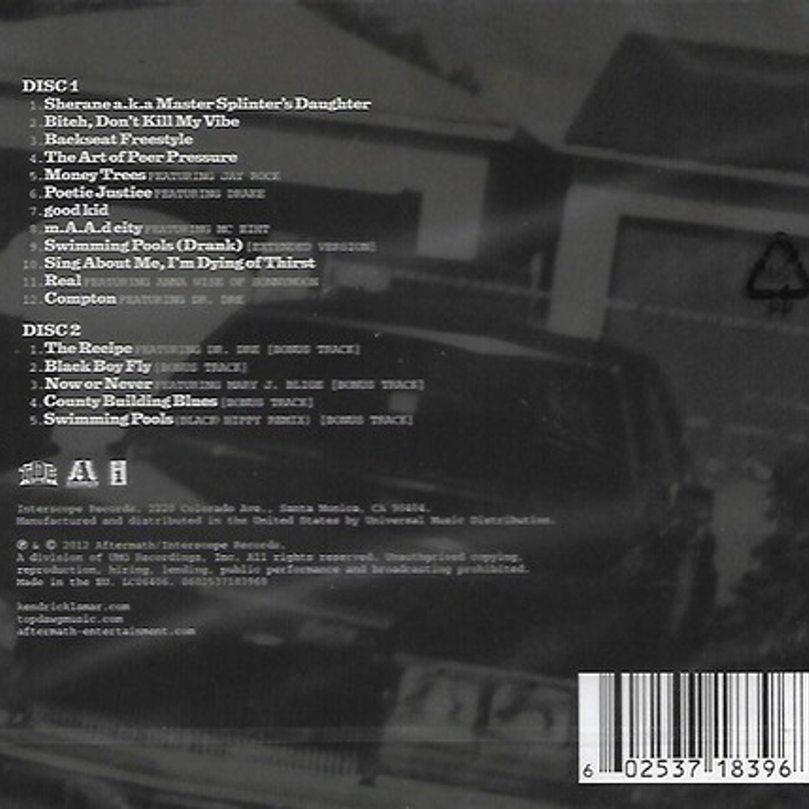 Kendrick Lamar - Good Kid, M A A D City (cd) 2