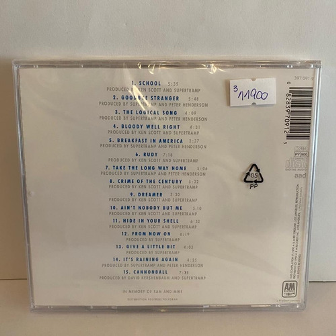 Cd Supertramp The Very Best Of Supertramp Rock 1990 A&m Records 3