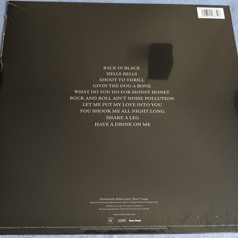 Vinilo Rock Ac/dc Back In Black 10 Canciones 42 Min 3