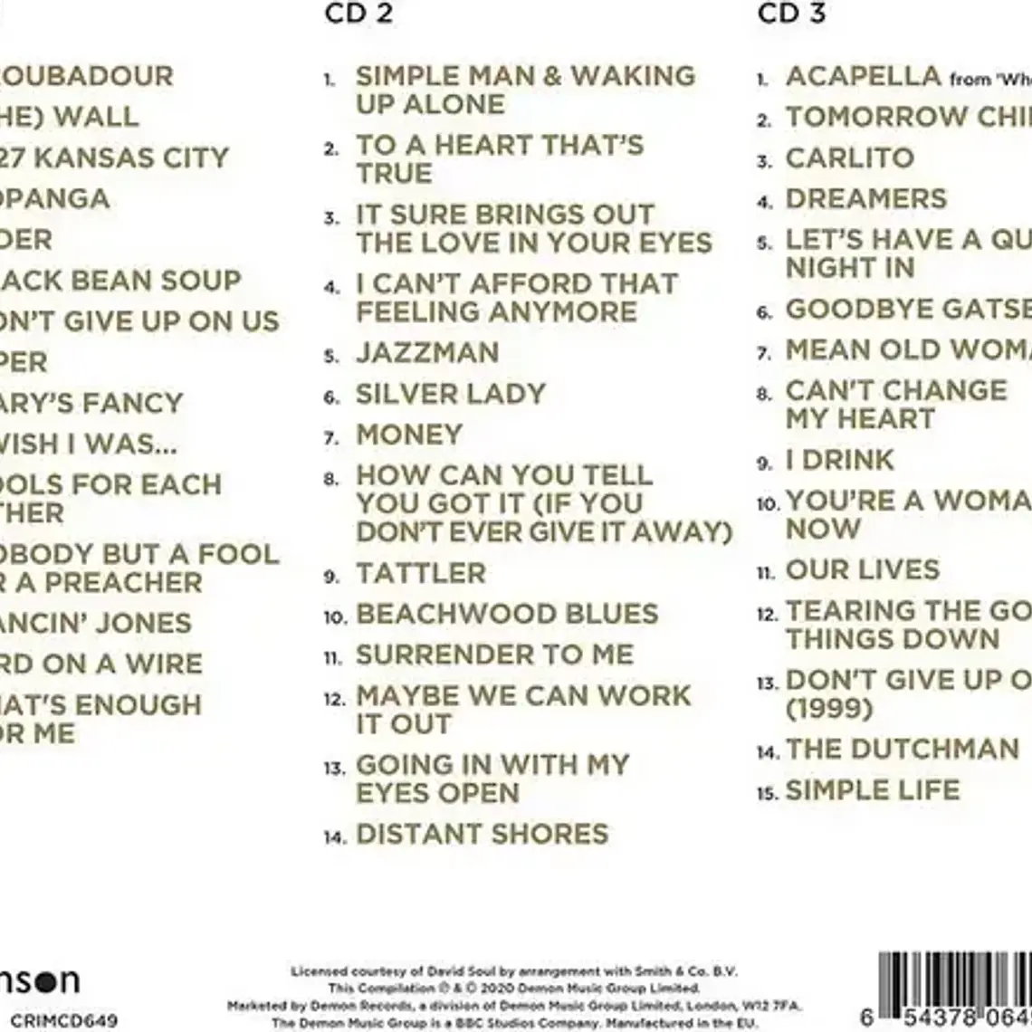 Cd David Soul Gold (rock) Con 3 Discos 2
