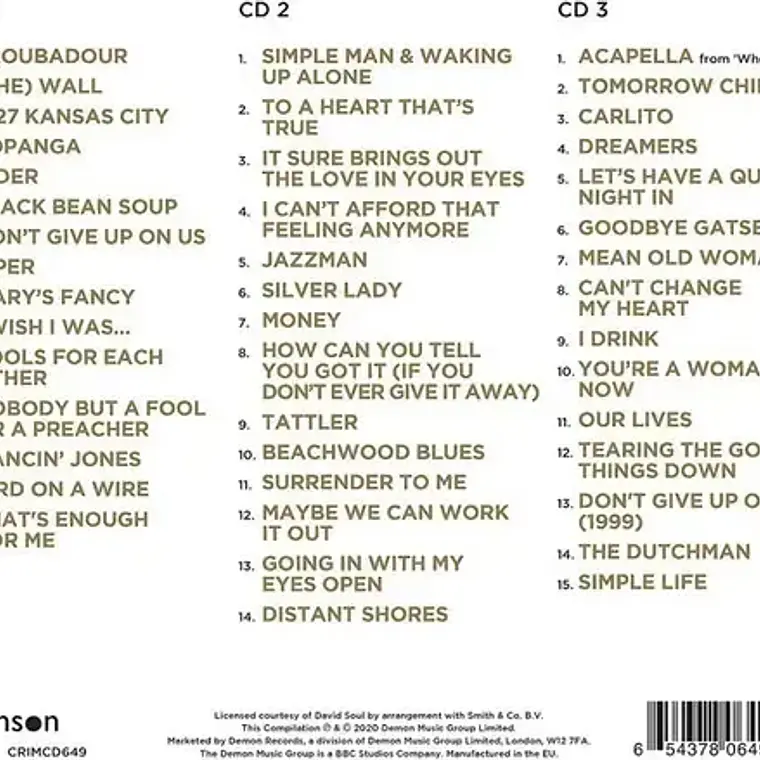 Cd David Soul Gold (rock) Con 3 Discos 2