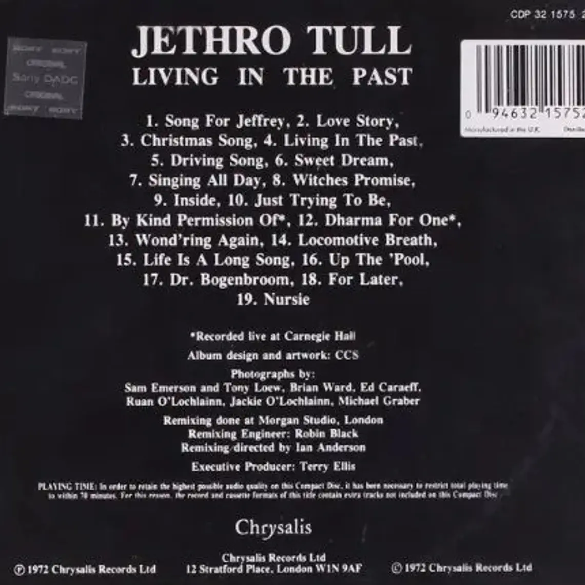 Cd Jethro Tull Living In The Past Rock Warner 19 Canciones Europa 1972 2