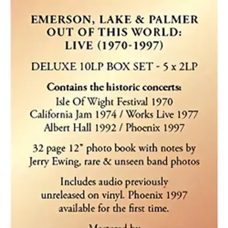 Vinilo Out Of This World  Live 1970-1997 De Emerson Lake & Palmer 3