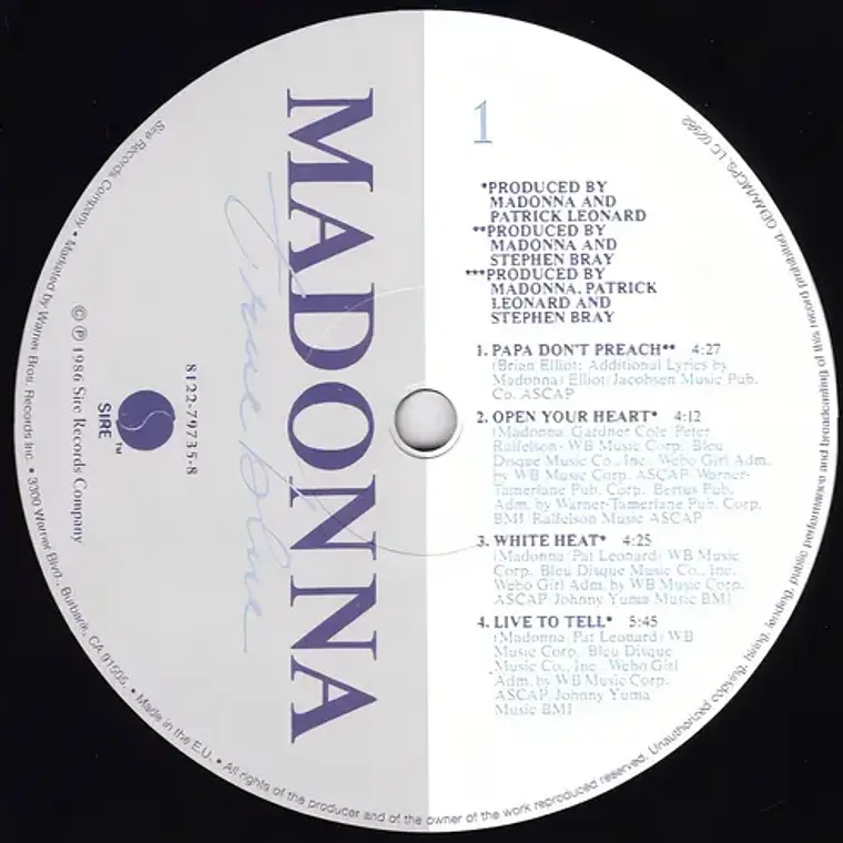 Madonna True Blue(vinilo 180grs. Sellado 4