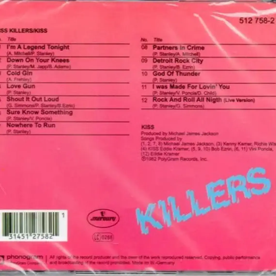 Cd Rock Kiss Killers Álbum Físico De 12 Canciones 2